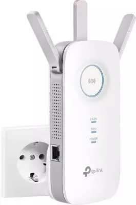 TP-Link RE455 Verstärker AC1750 Gigabit Dualband WLAN Repeater(1300Mbit/s 5GHz, 450Mbit/s 2,4GHz, 1x Gigabit Port, 3 externe Antennen, Signalstärkeanzeige, High-Speed Modus, Access Point Modus) weiß [B-WARE]