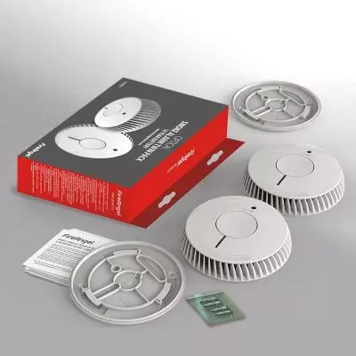 FireAngel optischer Rauchmelder 10 Jahre Batterie 2er Set Q-Label