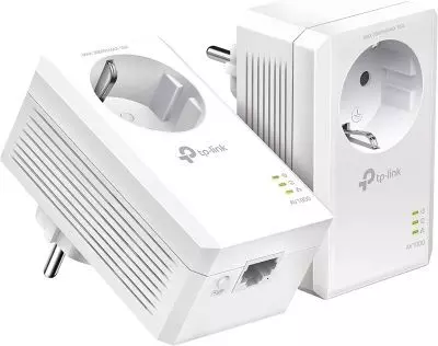 TP-Link Powerline Adapter Set TL-PA7017P KIT(1000Mbit/s Homeplug AV2, mit Steckdose, 2 Gigabit Ports, Plug&Play, kompatibel mit allen Powerline Adaptern, ideal für Streaming, energiesparend) weiß[B-WARE]