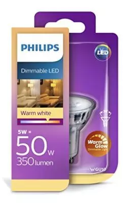 Philips LEDclassic WarmGlow Lampe ersetzt 50W, GU10, warmweiß (2200-2700 Kelvin), 350 Lumen, Reflektor, dimmbar