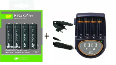 GP PowerBank H500 Ladegerät AAA/AA  + GP ReCyko+ PRO 4 Akkus AA Mignon Akku
