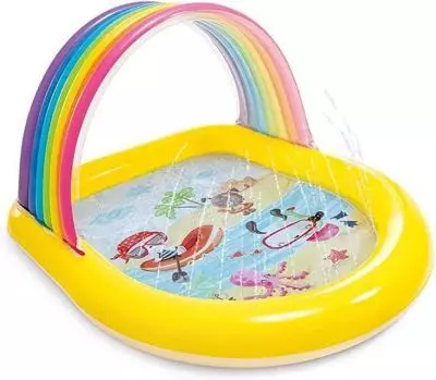 Intex Kinderpool XXL Rainbow Spray Pool Schwimmbecken