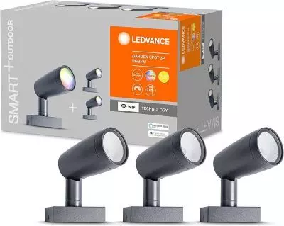 Ledvance LED Smart+ Gartenleuchte Außenleuchte Dimmbar 3 Spot IP65 Wifi RGB