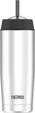THERMOS Cold Cup Thermobecher- Isolierbecher- 470ml Edelstahl inkl. Trinkhalm