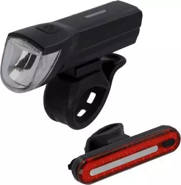 Fischer Fahrrad-Beleuchtungsset Front- und Rückleuchte IP44 Bremslicht mit Akku