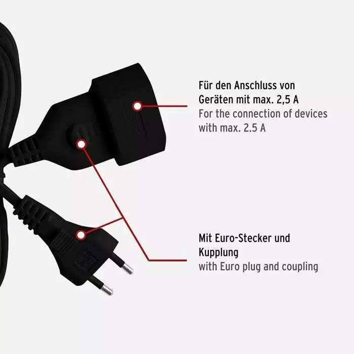 Brennenstuhl Eurostecker Verlängerungskabel 2 polig Kabel Verlängerung 3m Laptop TV konsole
