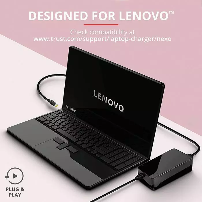 Trust Nexo EU 90 W Ladegeräte Netzteil für Lenovo Laptop mit SlimTip-Stecker