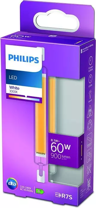 Philips R7S 118 LED Leuchtmittel Halogenstab Ersatz Lampe 8,1W=60W 3000K 900lm