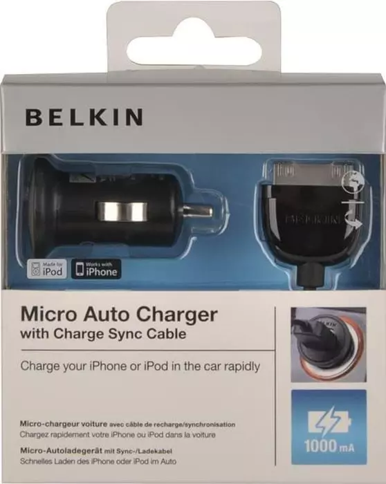 Belkin Auto KFZ Ladegerät Universal Zigarettenanzünder USB Charger  + IPhone Kabel 