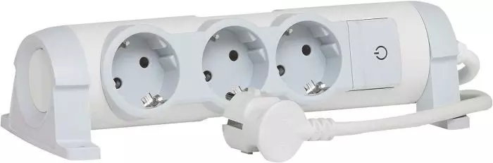 Legrand 3-Fach Drehbare Steckdosenleiste mit Schalter Mehrfachsteckdose Weiss