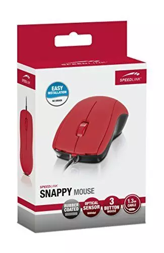 Speedlink (B-WARE) Vollwertige 3-Tasten-Maus - SNAPPY Mouse USB (geeignet für Rechts - und Linkshänder - bis zu 1000 DPI - Optischer Sensor) PC / Computer wired Mouse rot