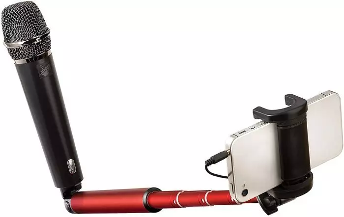 The Voice Sing-a-Long Selfie-Stick ausziehbar Teleskop Einbeinstativ mit Mikrofon rot