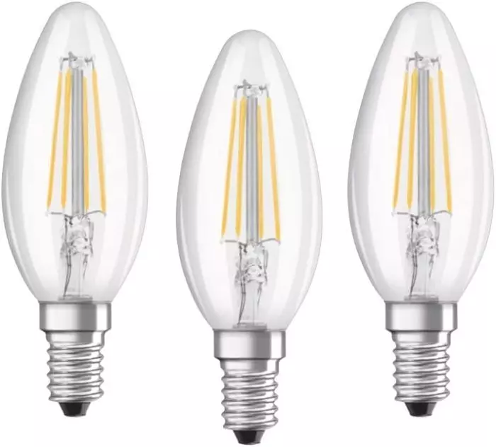 Osram LED Base Classic B Lampe Kerzenform mit E14-Sockel 40 Watt Kaltweiß 3er-Pack