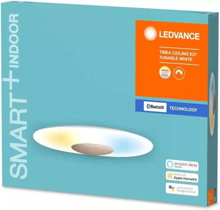 LEDVANCE Smart+ Wand- und Deckenleuchte mit Bluetooth Mesh Technologie, Bundle inkl E27 Bluetooth Leuchtmittel, Lichtfarbe änderbar(2700K-6500K), steuerbar mit Google, Alexa und Apple, SMART+ BT TIBEA