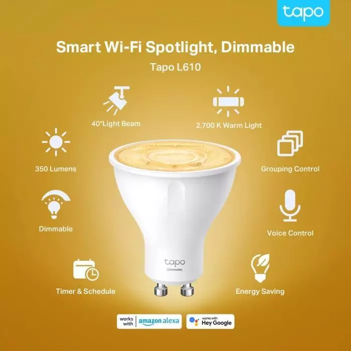 TP-Link Tapo L610 Smart WLAN Glühbirne GU10 50W Lampe dimmbar Leuchtmittel [B-WARE]