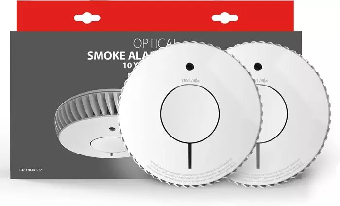 FireAngel optischer Rauchmelder 10 Jahre Batterie 2er Set Q-Label Rauchwarnmelder 