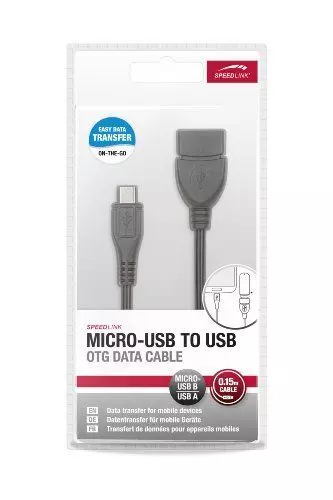 Speedlink (B-WARE) USB-Kabel - Micro-USB to USB OTG Data Cable (USB-Kabel zum Anschluss von USB-Peripheriegeräten - perfekt geeignet für den Anschluss von USB-Speichergeräten - Datentransfer für viele Tablet-PCs und Smartphones) schwarz