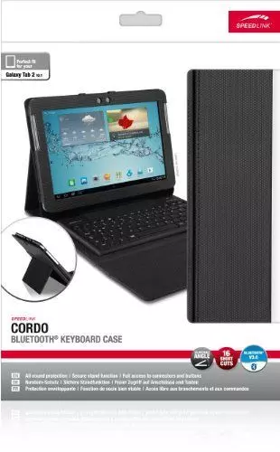 Speedlink Cordo Schutzhülle (geeignet für Samsung Galaxy Tab 2 10.1, mit Bluetooth-Tastatur und Standfunktion, Kamera/Anschlüsse/Tasten frei erreichbar) schwarz