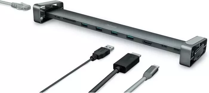 Trust Dalyx Aluminium 10-in-1 USB-C Multi-Port Dock mit Bildschirmständer