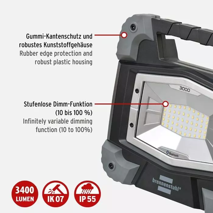 Brennenstuhl Bluetooth LED Baustrahler Arbeitsstahler Arbeitsleuchte 5000K 5m 