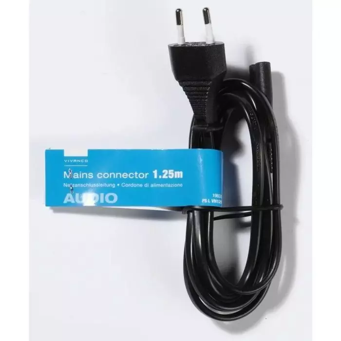 Vivanco Netzkabel Netzanschlusskabel Stromkabel 1.25 m  Koppler Schwarz