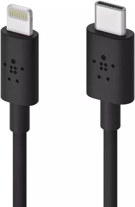 Belkin Boost Charge USB-C-Kabel mit Lightning Connector (MFi-zertifiziertes Kabel für iPhone, MacBook, iPad, USB-C-/Lightning-Kabel zum Schnellladen, 1,2 m) schwarz 