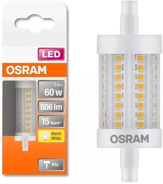 OSRAM LED Stablampe R7s Sockel Stab Röhre Lampe 60W Warmweiß 806lm [5ER]