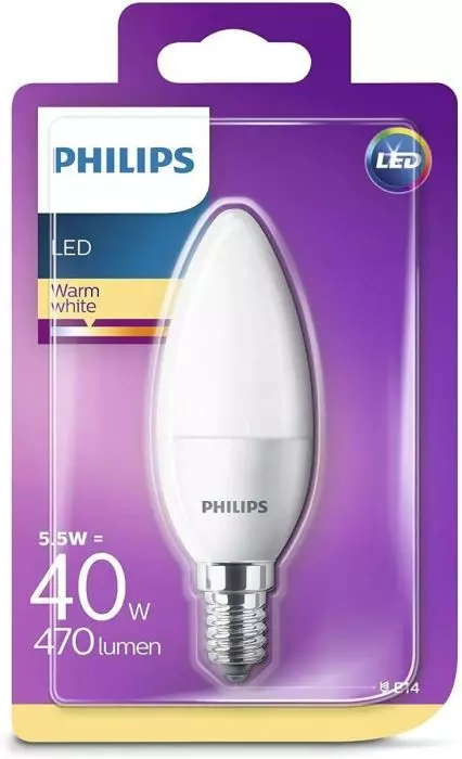 Phılıps LED Kerze Glühbirne E14 Frost 40W Matt Warmweiß