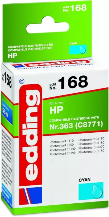 Edding EDD18-168 Druckerpatrone Ersetzt:HP Nummer Einzelpatrone 363 C8771 CYAN