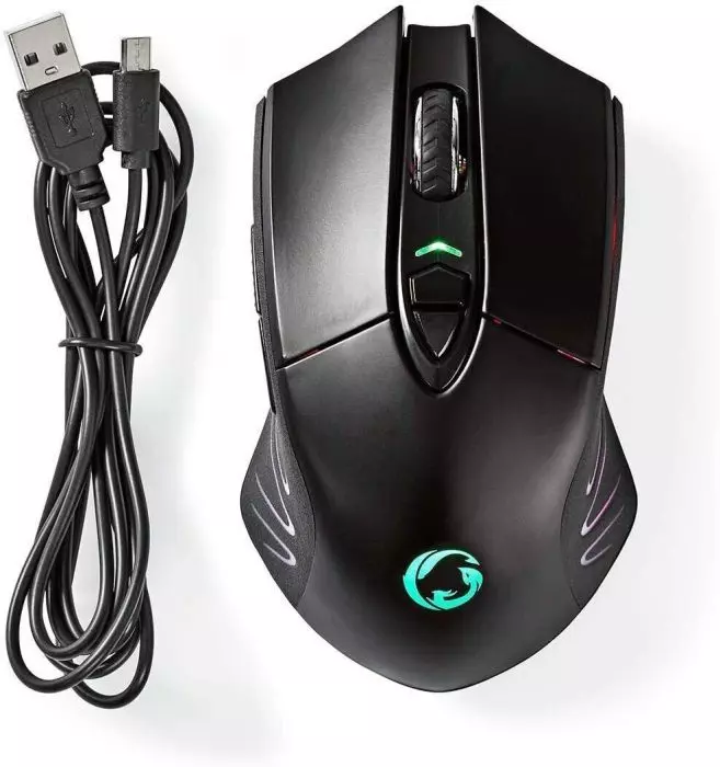 NEDIS Gaming Maus Dual RGB Wireless & Kabelgebunden Mouse Einstellbar bis 10 000 DPI Anzahl Knöpfe: 7 1.50 m