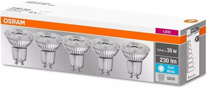 OSRAM® PAR16 GU10 LED Spot Strahler 35W Reflektor Lampe Kaltweiß [5er]