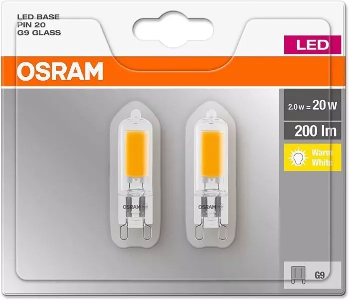 OSRAM LED Base PIN Sockel G9 Stiftsockellampe Warmweiß 20W Klar [2er]