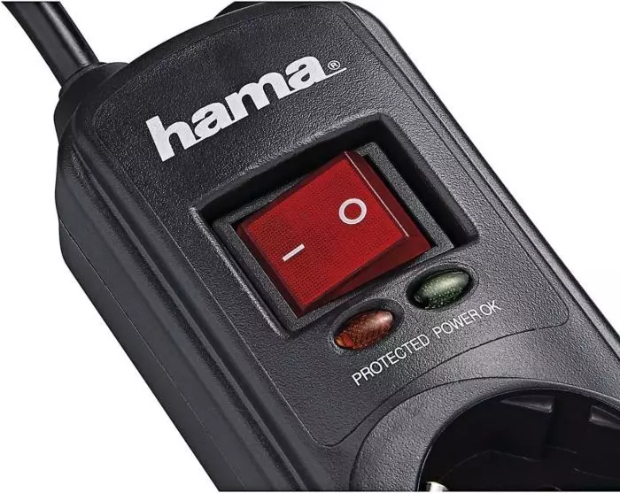 Hama 6- Fach Steckdosenleiste mit Schalter und Überspannungschutz Integrierter TV-Schutz Mehrfachsteckdose 1,5 m Schwarz