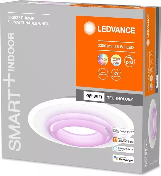 LEDVANCE ORBIS RUMOUR SMART+ WiFi Deckenleucte Dimmbar Rund 32W Leuchte 2700-6500K 50 cm Alexa und Google Möglich