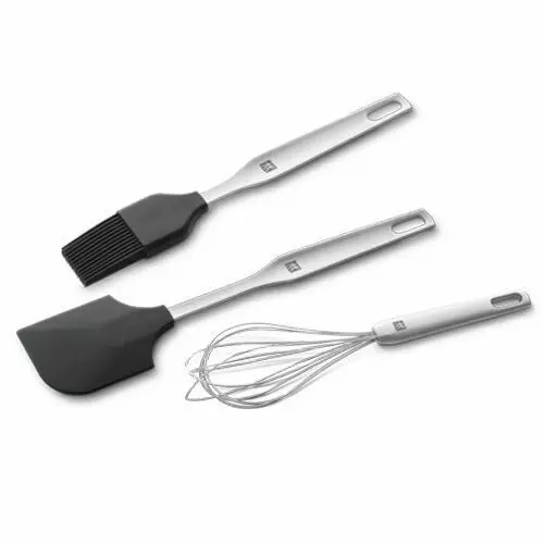 Zwilling Küchenhelfer Prof Set 3 Teilig Schneebesen Schaber Pinsel aus Edelstahl