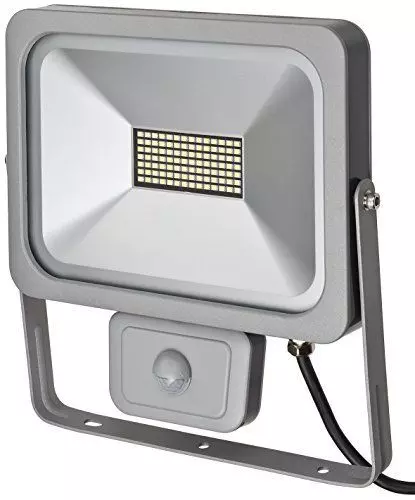 Brennenstuhl Slim LED Strahler außen mit Bewegungsmelder (zur Wandmontage,  IP54, LED-Fluter 50W) silber