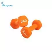 Fidusport Dumbbell Set Neopren beschichtet Gusseisenkern  2er Set (2x2kg -Orange) - Hanteln Gewichte Für Bodybuilding Fitness Gewichtheben