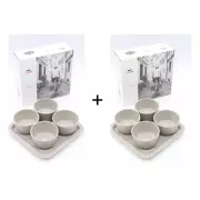 Staub Tapas Set Dipschalen Tablett Keramik Grau 21,5 x 21,5cm -0,15 L- [8er set]