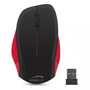 Speedlink (B-WARE) Robuste 3-Tasten-Maus - LEDGY Mouse kabellos (Präziser optischer Sensor mit bis zu 1.200 dpi - bis zu 8m Reichweite durch 2,4-GHz-Funktechnik - Ergonomische Form) Laptop / Tablet / PC / Computer wireless Mouse schwarz-rot