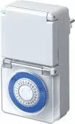 Brennenstuhl Zeitschaltuhr MMZ 44, mechanische Timer-Steckdose (Tages-Zeitschaltuhr, IP44 geschützt, mit erhöhtem Berührungsschutz und Schutzabdeckung) weiß