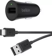 Belkin Boost UP Quick Charge 3.0 18-Watt-Kfz-Ladegerät mit 1,2 m langem USB-A-/USB-C-Kabel für Samsung S9+, S9, S8+, S8+, Note 8, schwarz 