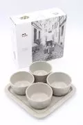 Staub Tapas Set Dipschalen Tablett Keramik Grau 21,5 x 21,5cm -0,15 L- [4er set]