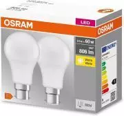 OSRAM LED Lampe B22d Sockel Glühbirne 60w 2700K Warmweiß [2ER]