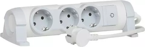 Legrand 3-Fach Drehbare Steckdosenleiste mit Schalter Mehrfachsteckdose Weiss