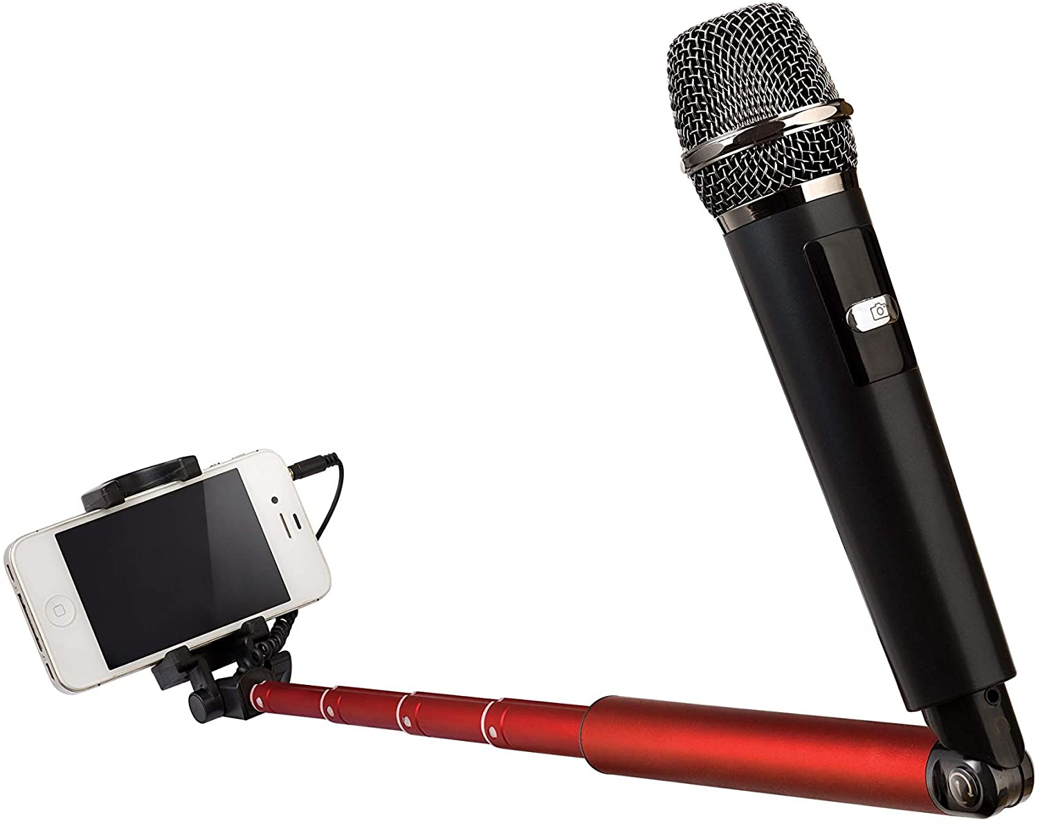 The Voice Sing-a-Long Selfie-Stick Teleskop Einbeinstativ mit Mikrofon rot