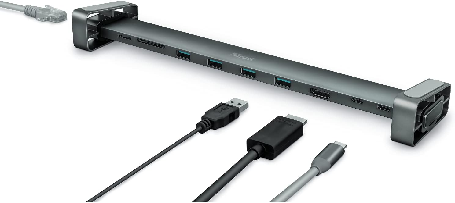 Trust Dalyx Aluminium 10-in-1 USB-C Multi-Port Dock mit Bildschirmständer