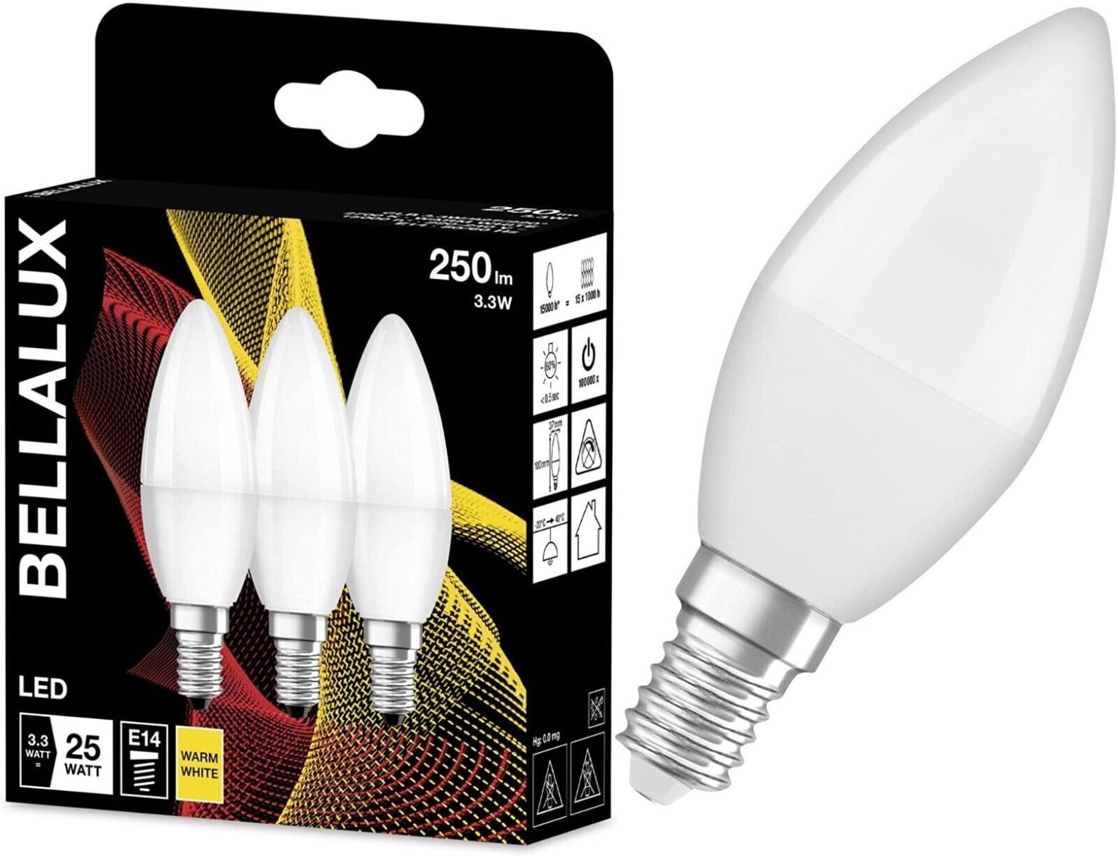 Bellalux by OSRAM LED-Lampe E14 Matt Warmweiß [3er Pack]