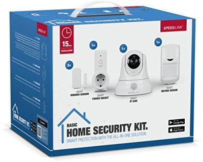 Speedlink (B-WARE) 5-teiliges Videoüberwachungssystem - Home Security Set Basic für Haus und Wohnung kabellos (Automatische Videoaufzeichnung - Überwachung und Steuerung per Smartphone - HD-Auflösung (720p) und WLAN-Anbindung)