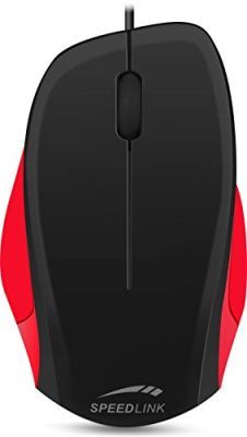 Speedlink (B-WARE) Robuste 3-Tasten-Maus - LEDGY Mouse USB (Ergonomische Form für Rechtshänder - bis zu 900 DPI - Optischer Sensor) PC / Computer wired Mouse schwarz-rot