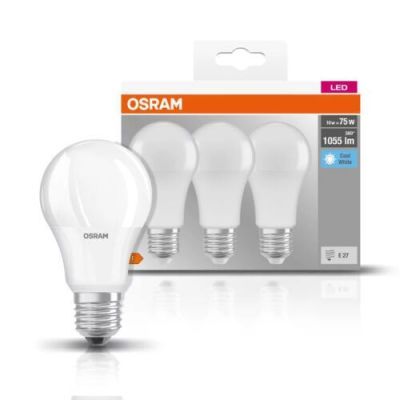Osram LED E27 Leuchte Kaltweiß 10,5=75W matt 4000K Leuchtmittel Lampe [3er Pack]